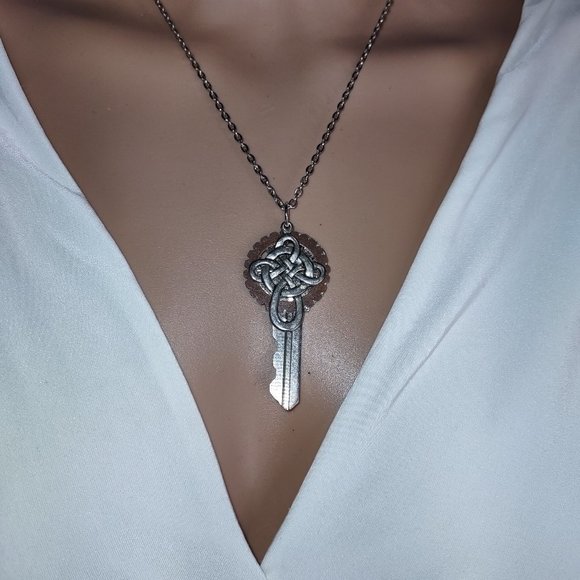 Rag Frog Revival Up-cycled key pendant necklace 18" - Picture 2 of 3